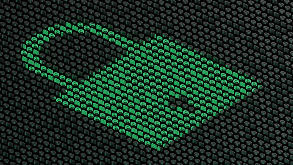 A green padlock made up of hundreds of tiny icons stands against a black background, for “How Do Tokenized Assets Work in Alternative Investments, and Are They Safe?”